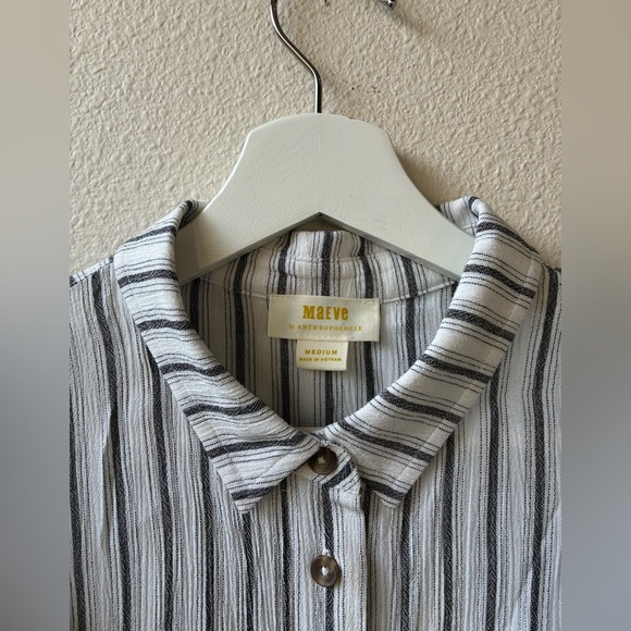 EUC Anthropologie Maeve Fairhope Striped Flutter Sleeve Blouse (Size:M) - Picture 4 of 10